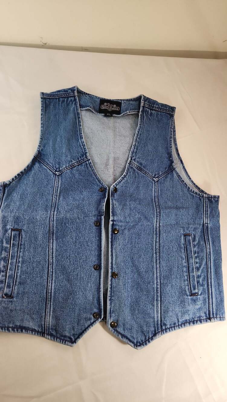 Vintage Sports Gallery Blue Denim Biker Vest XL